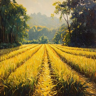 油画水稻