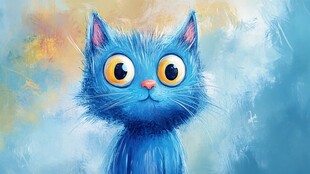 手绘大眼萌猫咪装饰画