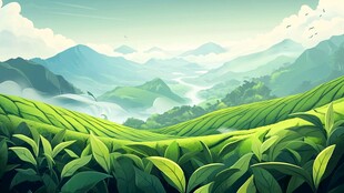 茶园风光插画