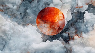 复古云雾红日背景