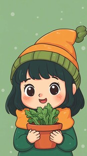 绿植女孩卡通形象