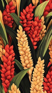 田园风热带树叶花朵