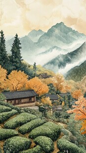 茶山插画