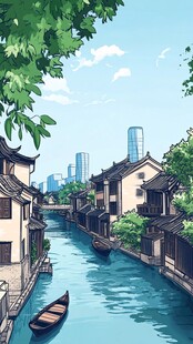 乌镇插画宣传素材背景