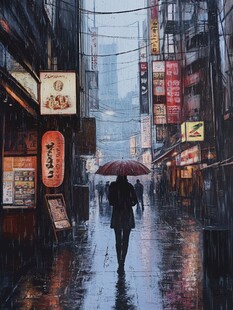 雨巷插画