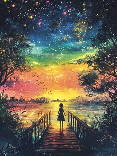 星辰大海女孩背影