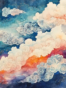 彩墨云纹艺术画