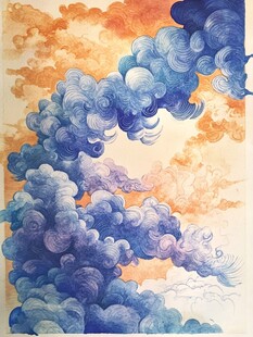 手绘工笔古风云