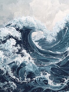 波涛海浪插画