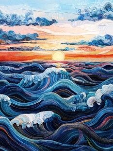 古风海浪包装插画