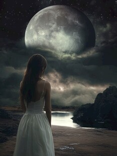月光下的少女