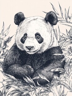 手绘插画大熊猫