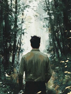 唯美男生插画