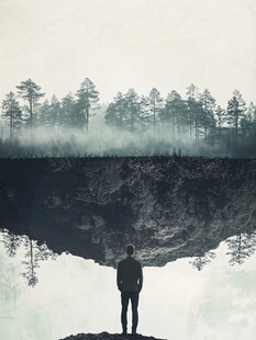 站在悬崖边上男人背影