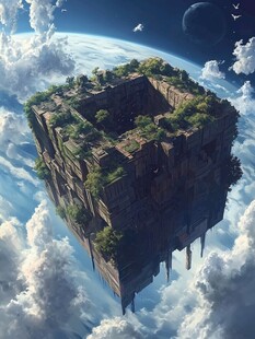 3d城市悬浮岛风景