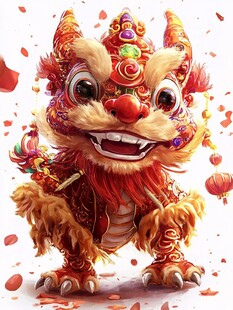 年兽过年喜庆舞狮