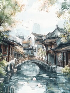 古风秋天景色插画