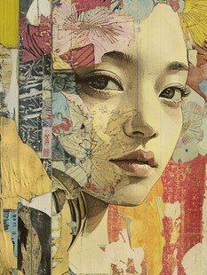 人脸色块拼接装饰画