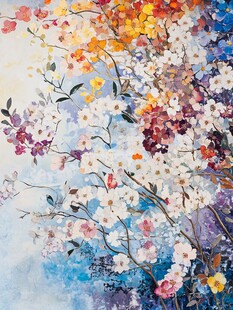 古风油画质感花卉