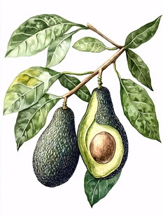 牛油果水果插画