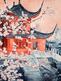 插画爱晚亭