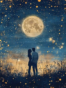 美好的夜晚插画