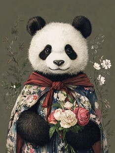 熊猫与花朵