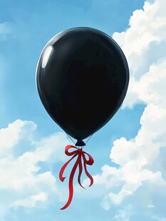 蓝天与黑色气球
