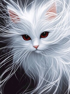 手绘大眼萌猫咪装饰画