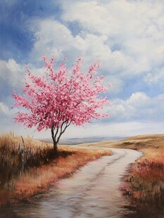 早樱油画