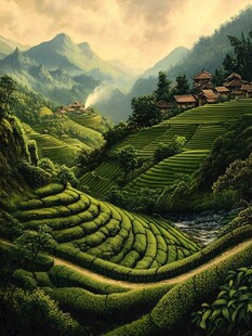 茶园风景装饰画