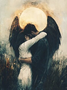 羞涩爱情现代油画