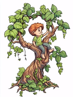 爬树插画