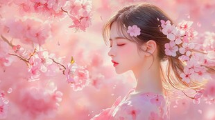 人物粉色治愈系唯美