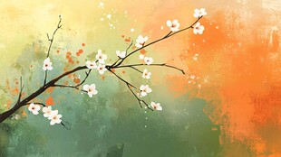 板绘梅花插画