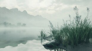 禅意芦苇山水