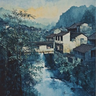 皖南风光油画