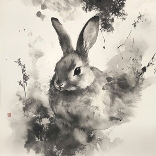 水墨兔