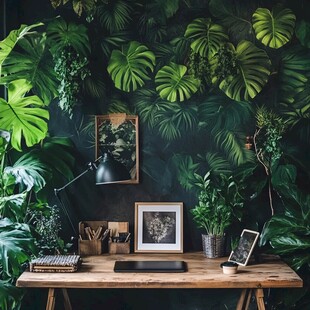 热带植物背景墙
