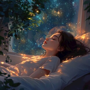 治愈系女孩睡觉春困