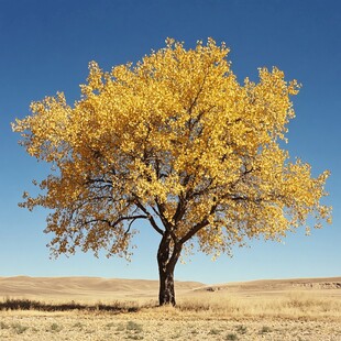 秋季草原一棵树