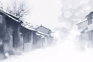 雪景古风插画