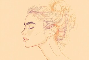 手绘女性侧脸