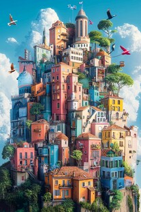 欧美小镇插画
