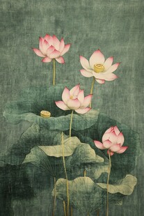 禅意荷花工笔荷花