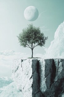 生长在悬崖边的两棵树