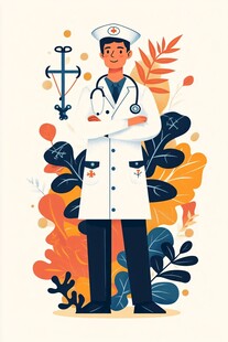 扁平医生插画