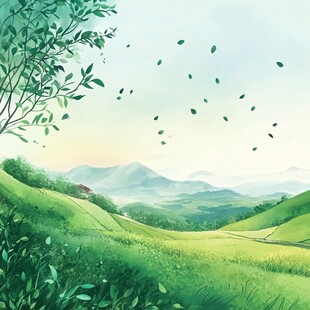 茶园风光插画