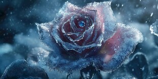 覆盖冰霜的玫瑰花