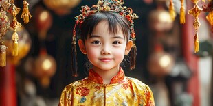 穿汉服的小女孩